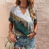V-Ausschnitt Damen T-Shirt mit floralem Druck Damenbekleidung Kurzarm T-Shirts