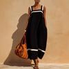 New summer European and American style literary women's clothing short-sleeved one-word collar suspender skirt loose dress
