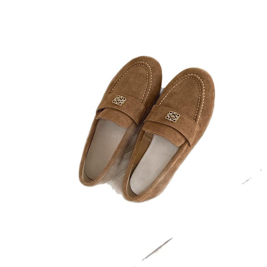 French Retro Matte Leather Flat Loafers Women's 20254 New Round Head Deep Mouth Single Shoes One Pedal Small Leather