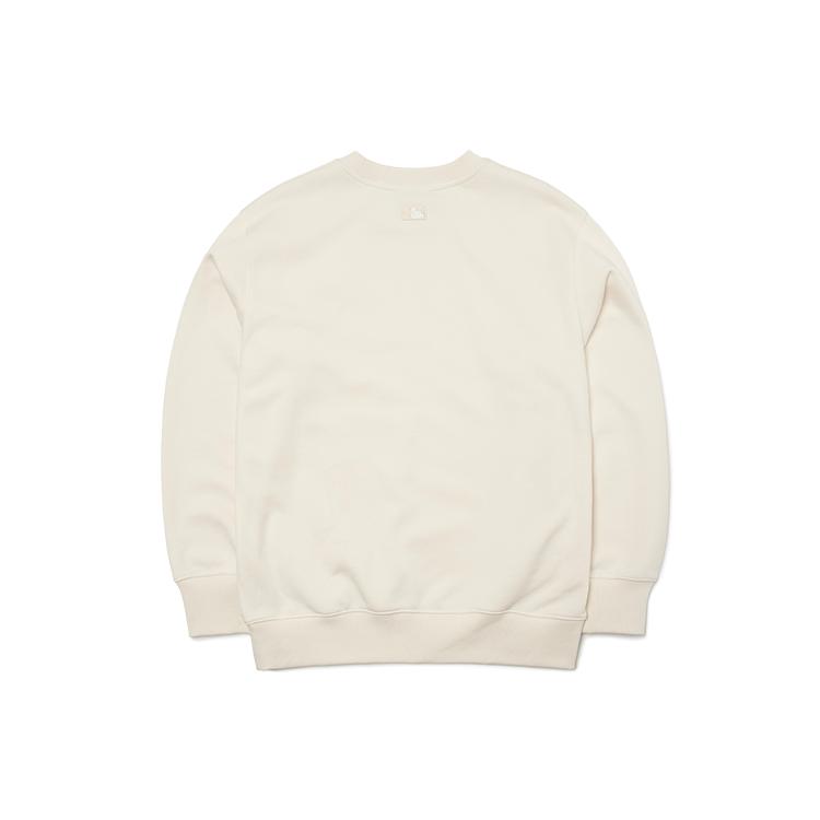 MLB Base Logo Sweatshirts Unisex Cream Crew Neck Moderate Plus Size 3AMTB0221-50CRS