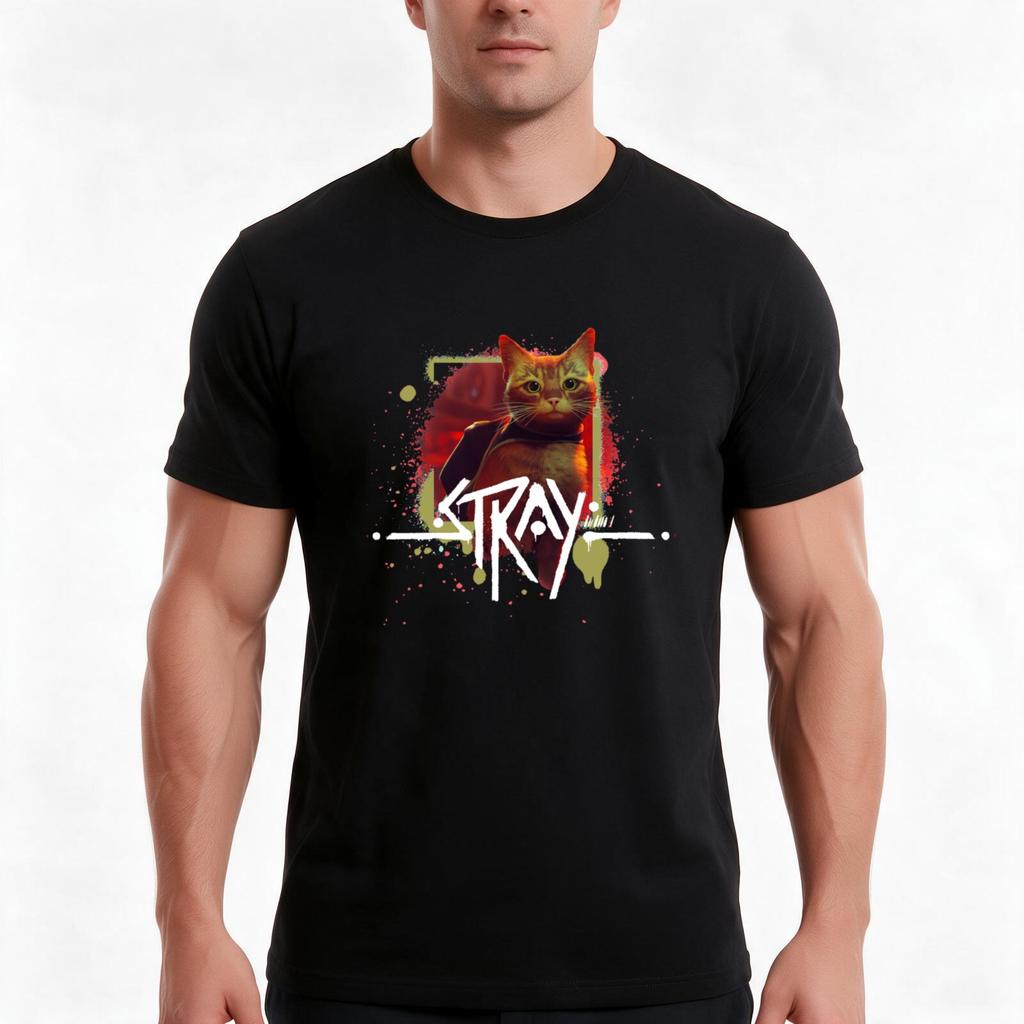 Stray Game (1) Tshirt Summer Casual Cotton Tee Oversized Streetwear Tops Vintage Graphic Print Loose Fit Short Sleeve