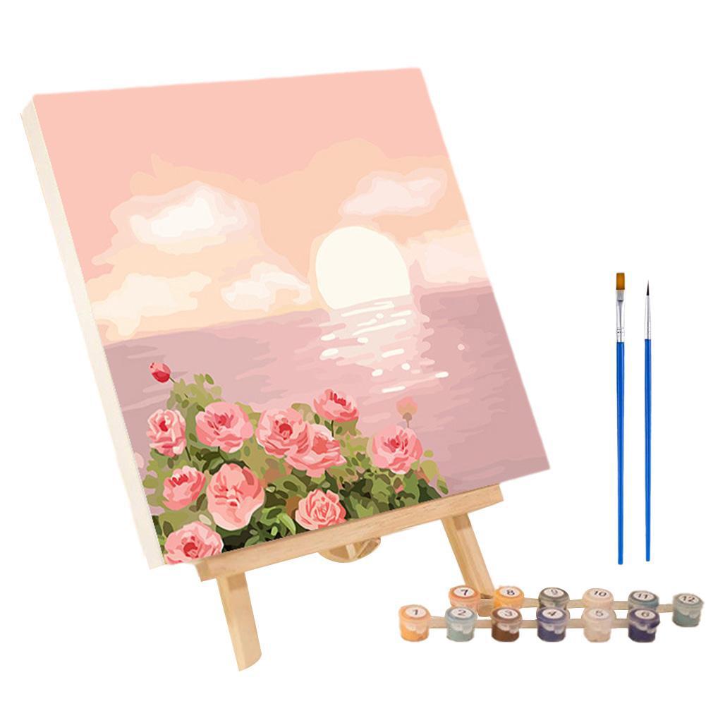 Frame Painting By Numbers Kits Abstract Sunset Landscape Modern Drawing Coloring By Numbers Acrylic Paint Drawing On Canvas