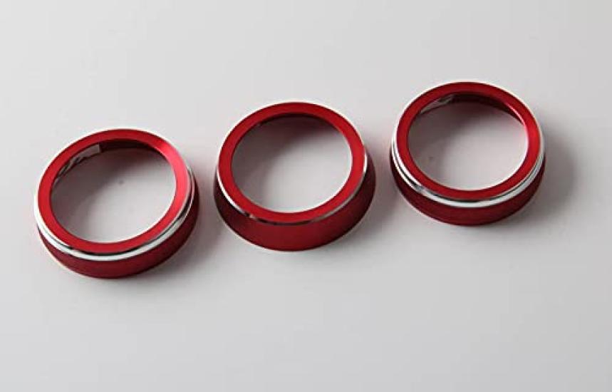 SNZ Suzuki New Jimny Air Conditioner Dial Ring Set of Interior Accessories for Jimny Sierra JB74w Covers, 3, (Red) JB64w,