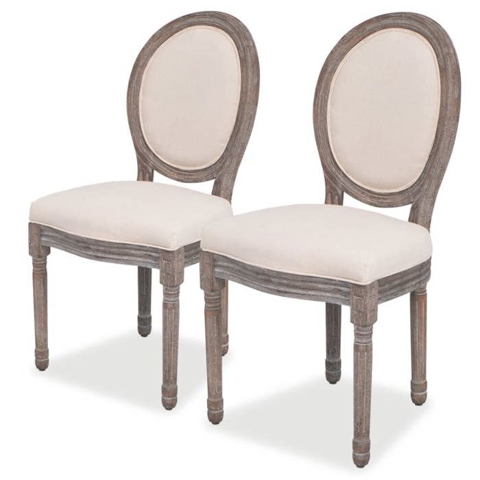 VidaXL 2x Chaise de Salle à Manger Lin Chaise à Manger Chaise de Cuisine 244087