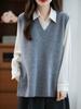 2025 Women's Pure Wool Knit Vest - Autumn/Winter Sleeveless Sweater, Perfect for Layering