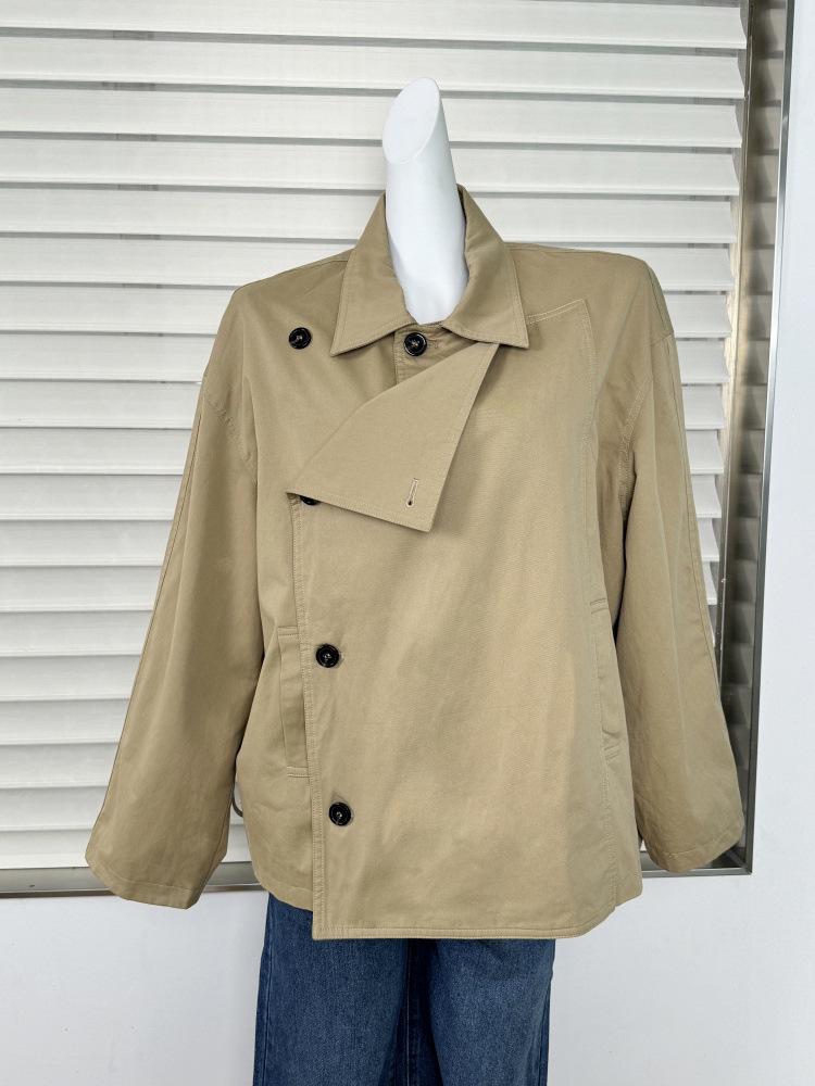 European and American High-End Niche Lapel Trench Coat: Waist-Cinching, Double-Breasted, Loose Fit, Convertible Jacket for Women