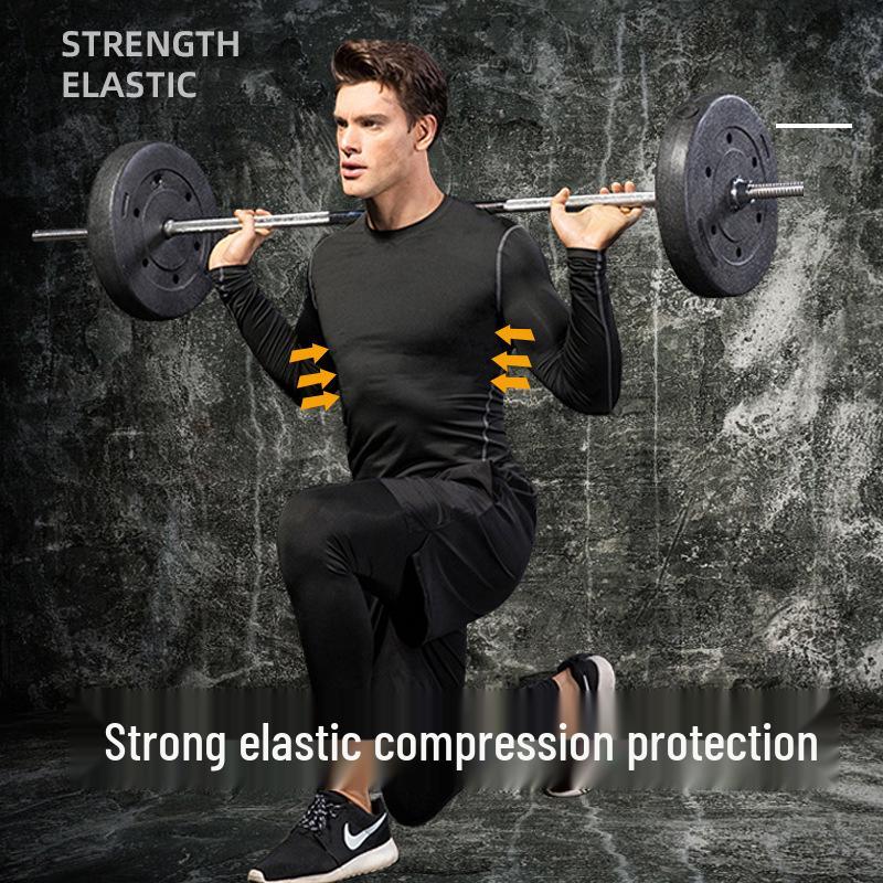Men's Quick-Dry Autumn Training Tights with Sweat-Wicking Long Sleeves for Running, Basketball, and Fitness