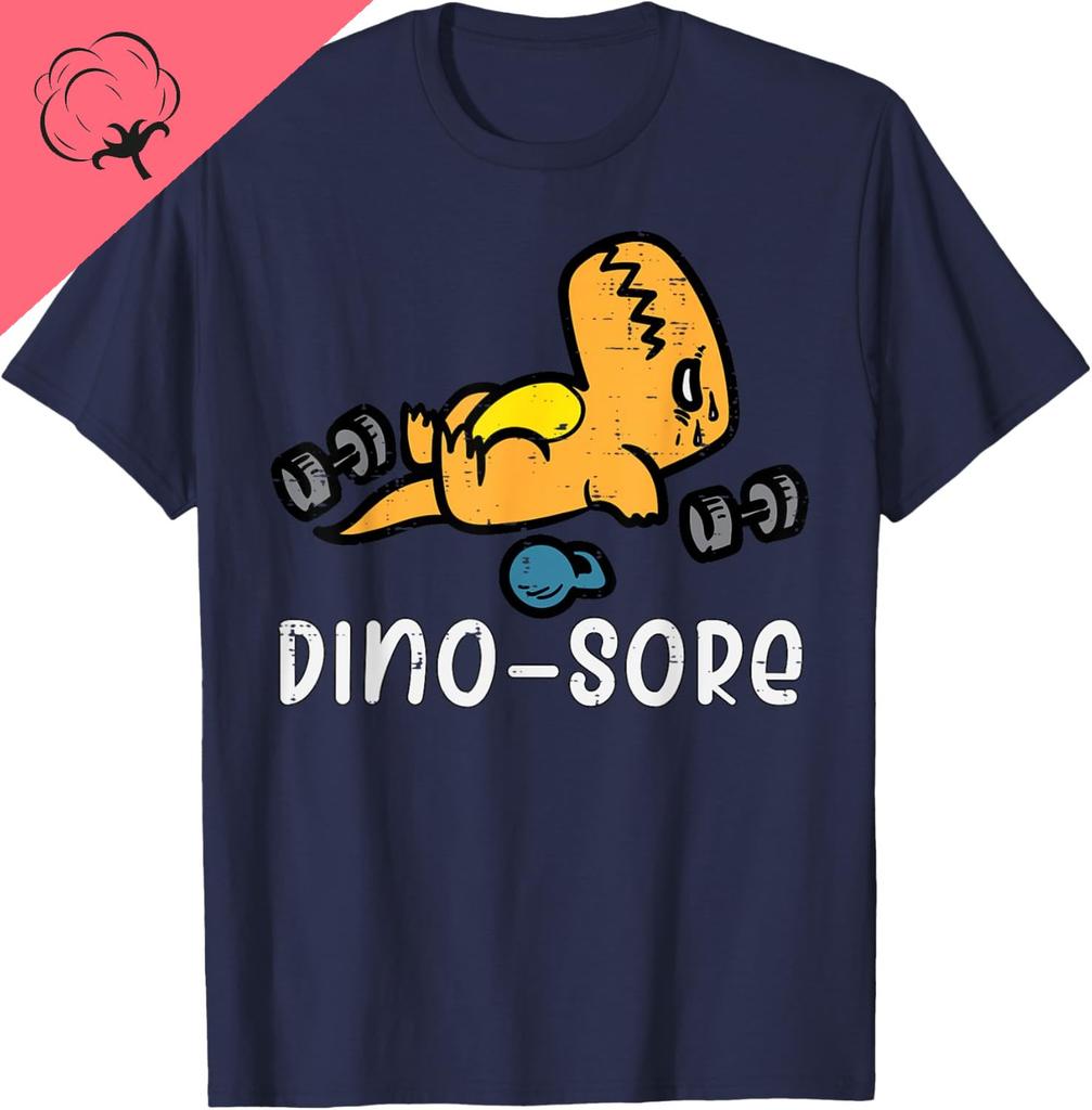 Vintage Hot Sale Gym Workout Dino Sore Exercise Fitness Boys Kids Women Unisex TShirt Cotton Sport Top Short Sleeve Tee