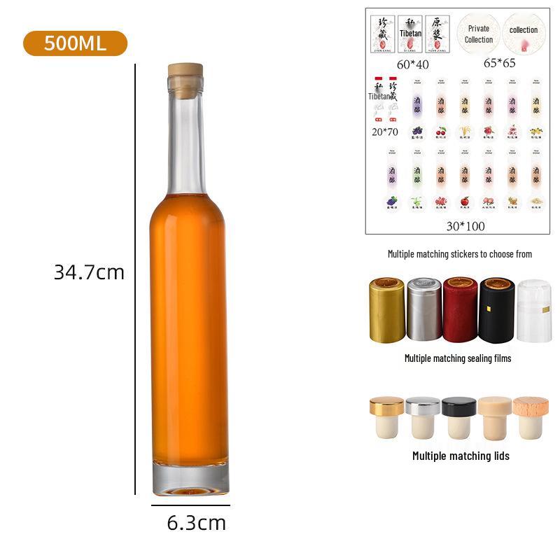Transparent Glass Wine Bottles for Home Brewing - Sealed & Empty for Ice Wine, Beverage, or Juice