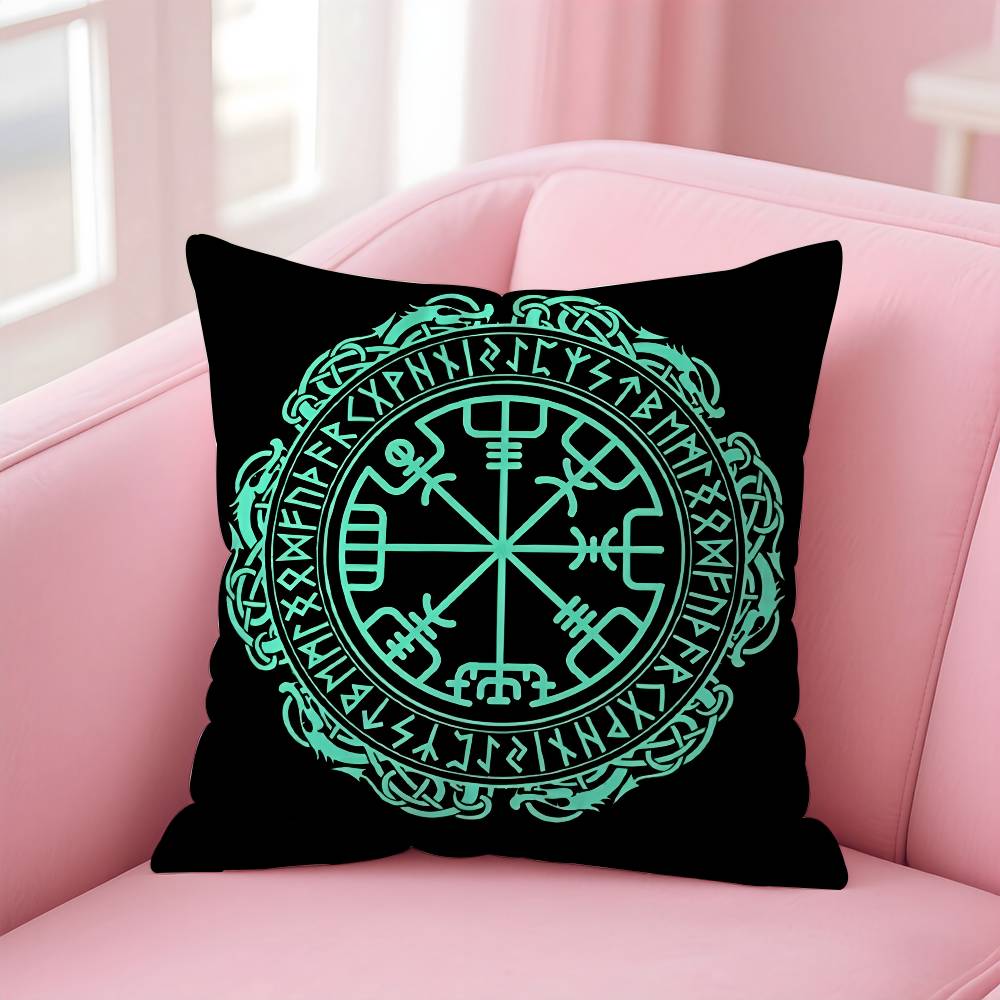 Viking Amulet Pattern Art Pillow Case Pattern Printing Pillowcase Living Room Sofa Cushion Cover Bedroom Room Decor