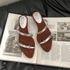 Wedge heel cover toe small cool slippers shoes new summer wear niche thin strap Roman sandals