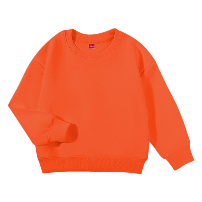320g Cotton Kids' Round Neck Sweatshirt - Autumn/Winter Casual Solid Color Pullover