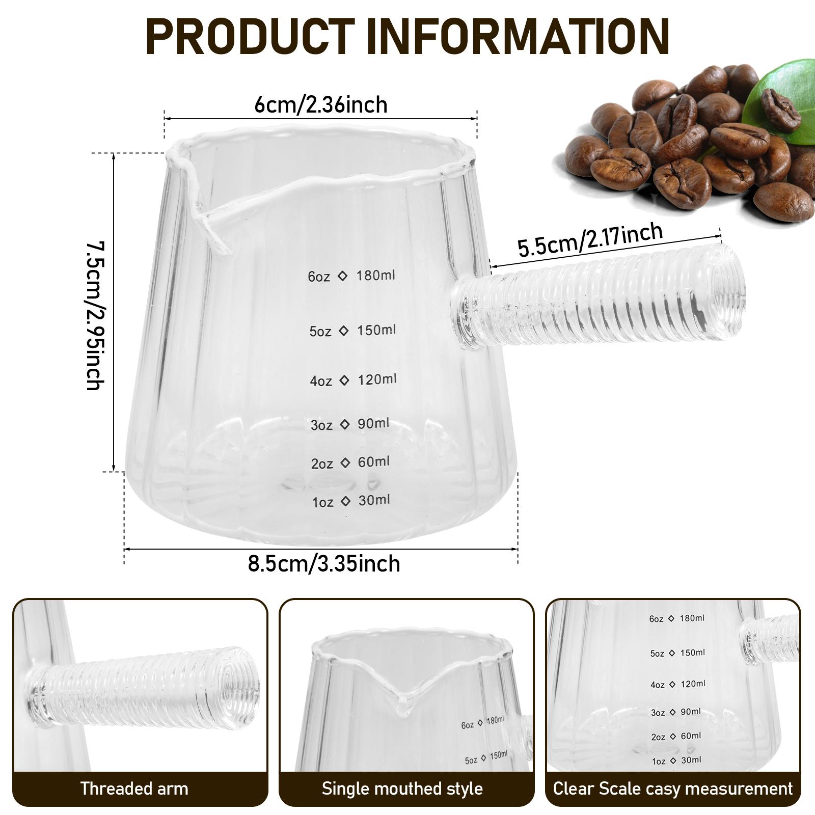 3Pcs Glass Measuring Cup Glass Handle Glass Espresso Measuring Cup Double Single Mouth Milk Coffee Clear Mug Coffee Supplies