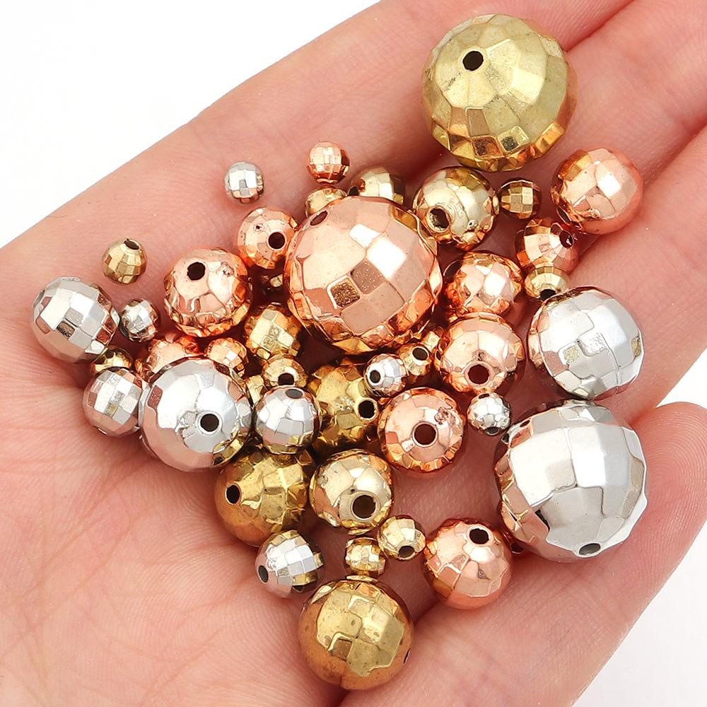 20-200pcs/lot 4-14mm Faceted Round Ball Beads CCB Beads Loose Spacer Beads For Jewelry Making DIY Necklace Bracelet Accessories