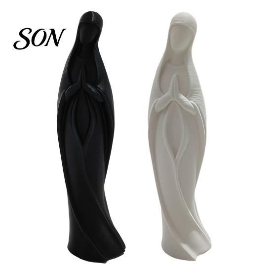 Virgin Mary Statue Praying Statue, Minimalist Blessed Sculpture, Sacred Prayer Sculpture Religious Figurine for Home Altar Desktop Decor Resin