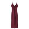 2024 Fall Women's European & American Style Satin Spaghetti Strap Dress with Long Hollow-Out Design