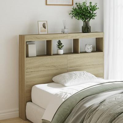 Vidaxl Headboard With Shelves And LED Lighting, Sonoma Oak, 120X17X102Cm