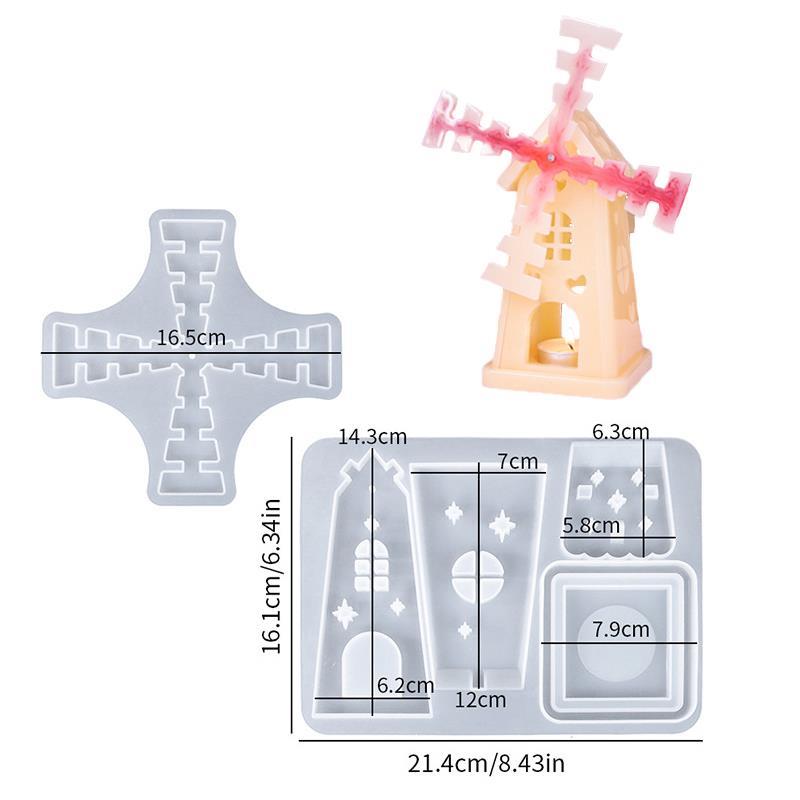 

Candles Holders Resin Mold, Splicing Windmill Candlestick Epoxy Casting Silicone Molds For DIY Home Table Decoration