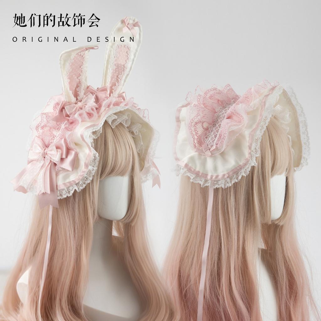 Rabbit Ear Headband Kc Lolita Original Bow Rabbit Handmade Small Object Bonnet Bnt