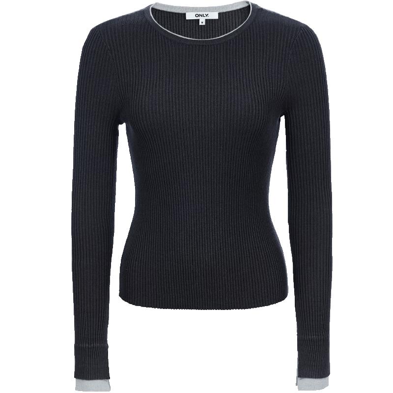 ONLY Women's Color Block Faux Two-Piece Flared Cuff Knit Top