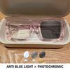 BLMUSA Square Photochromic Blue Light Blocking Large Frame Eyeglasses Fashion Reading Glasses Ladies Prescription Myopia Glasses