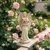 Automatic Night Light for Patio Retro Solar Angel Statue Resin Garden Light Decorative Memorial Sculpture with Flower Basket Outdoor Yard