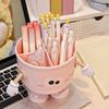 Pen Holder Cartoon Design Macaron Color Desk Organizer Large-capacity Partitioned Desk Caddy Home Office School Decor