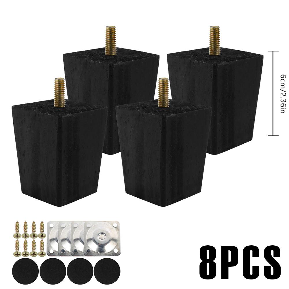 4/8 шт. Квадратные ножки для мебели 6/10/15 см Ножки для дивана из массива дерева Замена Высота Мебельные ножки с винтами Монтажная пластина Подушечки