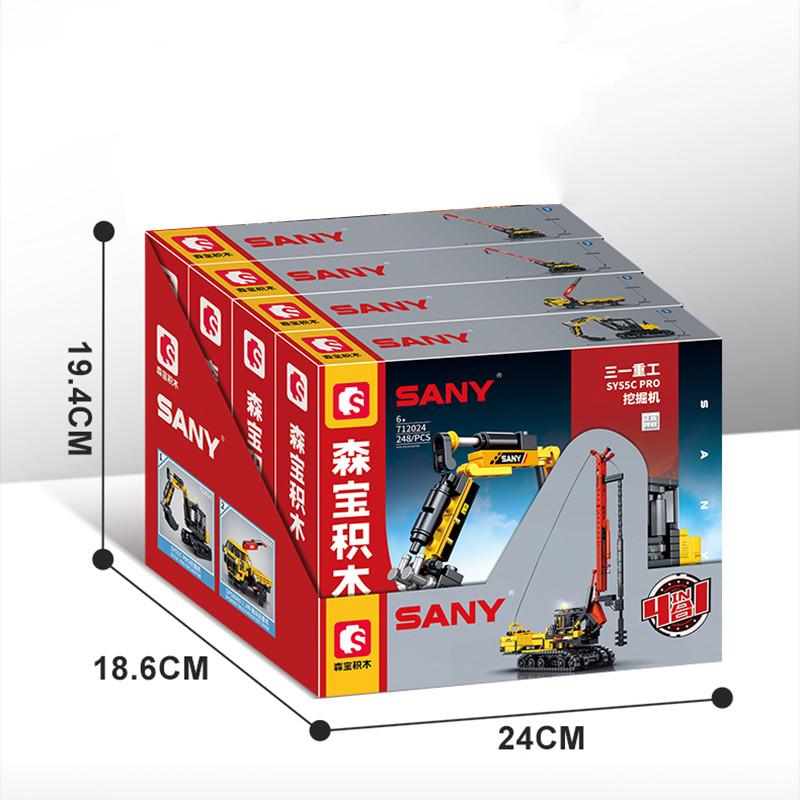 Non-Toxic Sembo 4In1 Rotary Drilling Rig Building Blocks City Construction Engineering Vehicle Excavator Truck Bricks Kids Toys Children Gifts