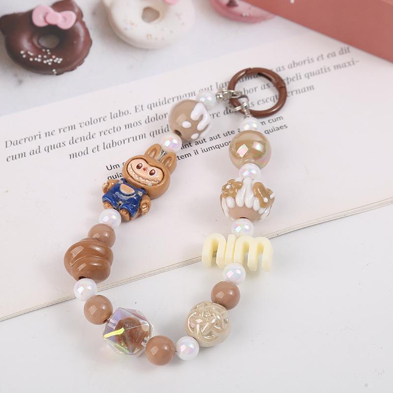 Labubu Cartoon Bead Phone Lanyard Charm Keychain