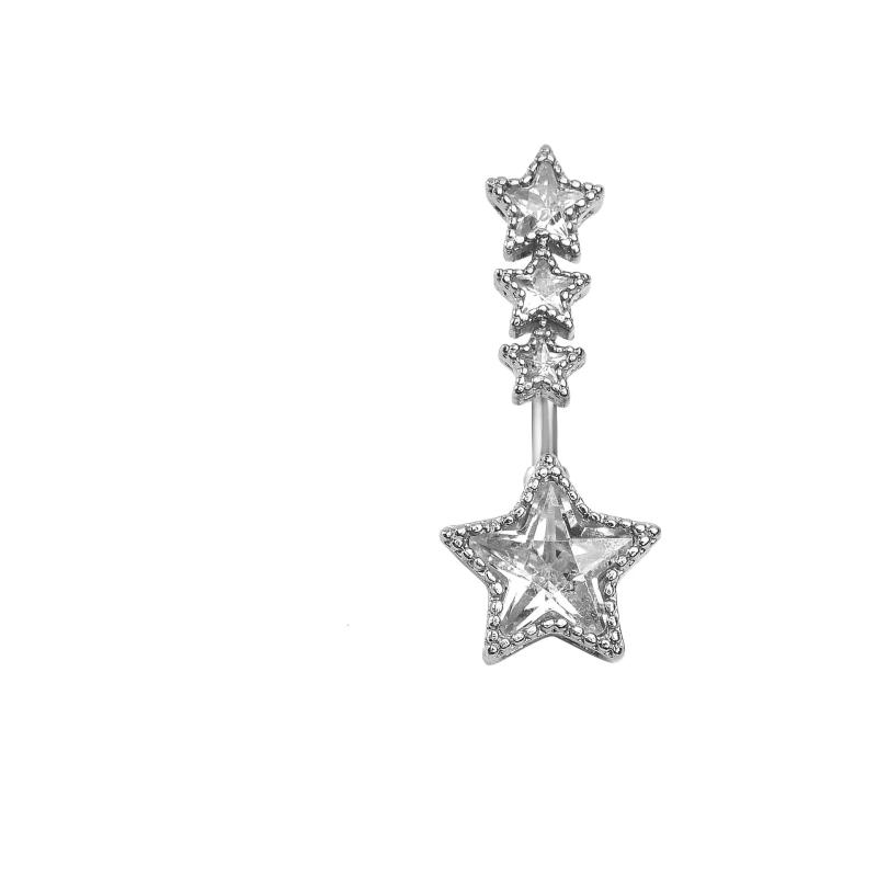 Crystals Star Dangled Belly Button Rings Stainless Steel Dainsty Zircon Navel Ring Belly Piercing Body Jewelries