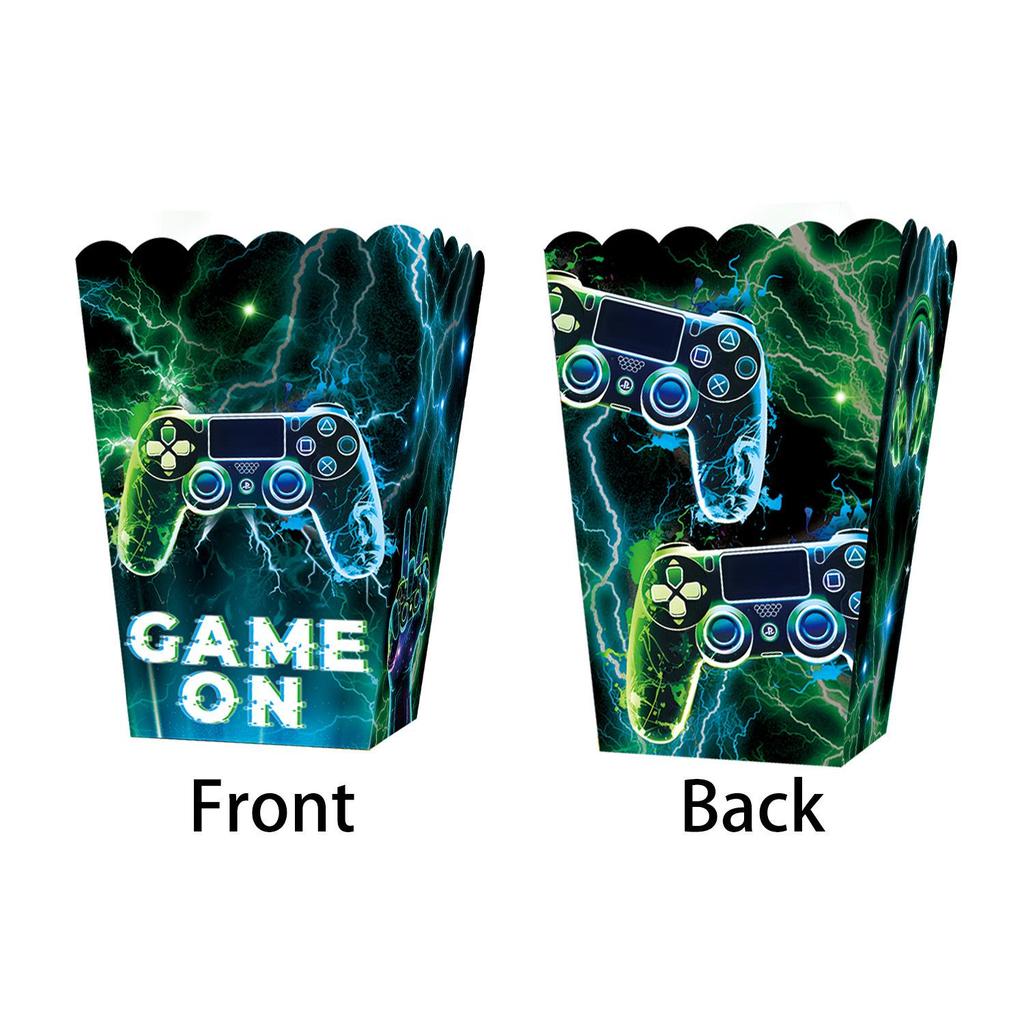 Blue-Green Lightning Glitch Game Controller Birthday Party Tableware Set