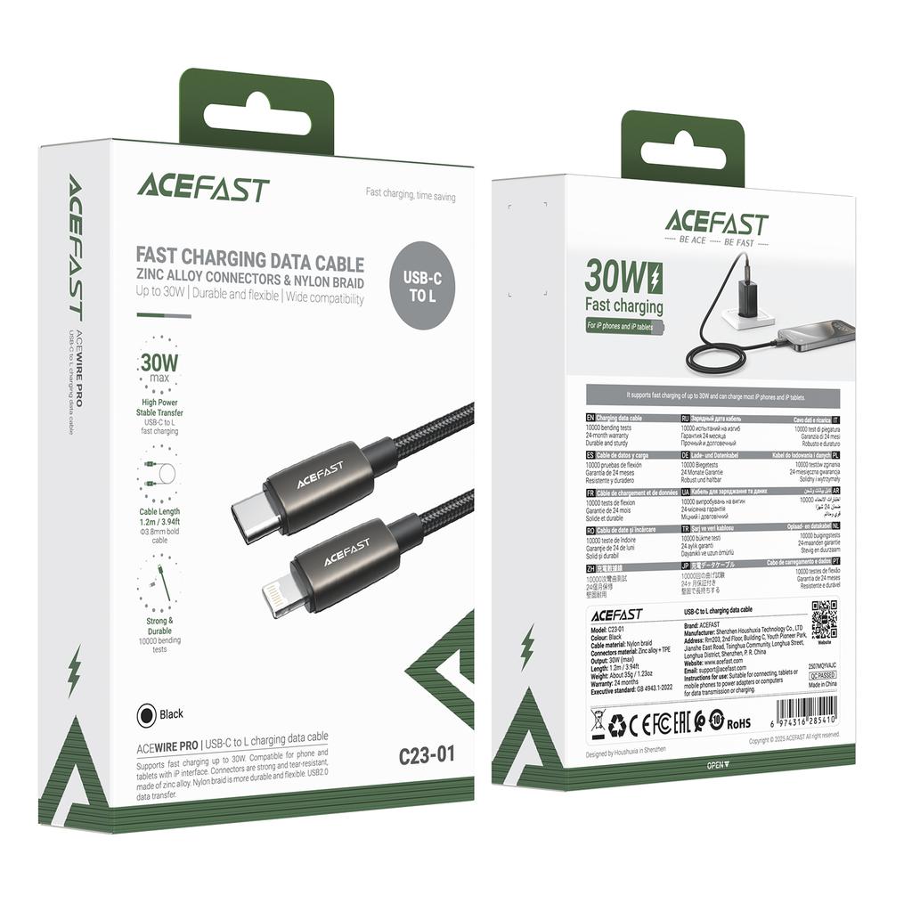 ACEFAST C23-01 1.2m 30W Fast Charging USB C to Lightning Cable Braided Data Sync Cord