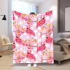 Pink Flamingo Floral Print Throw Blanket Cozy Living Room Decor Gift Plush Fleece Throw for Sofa Bedding