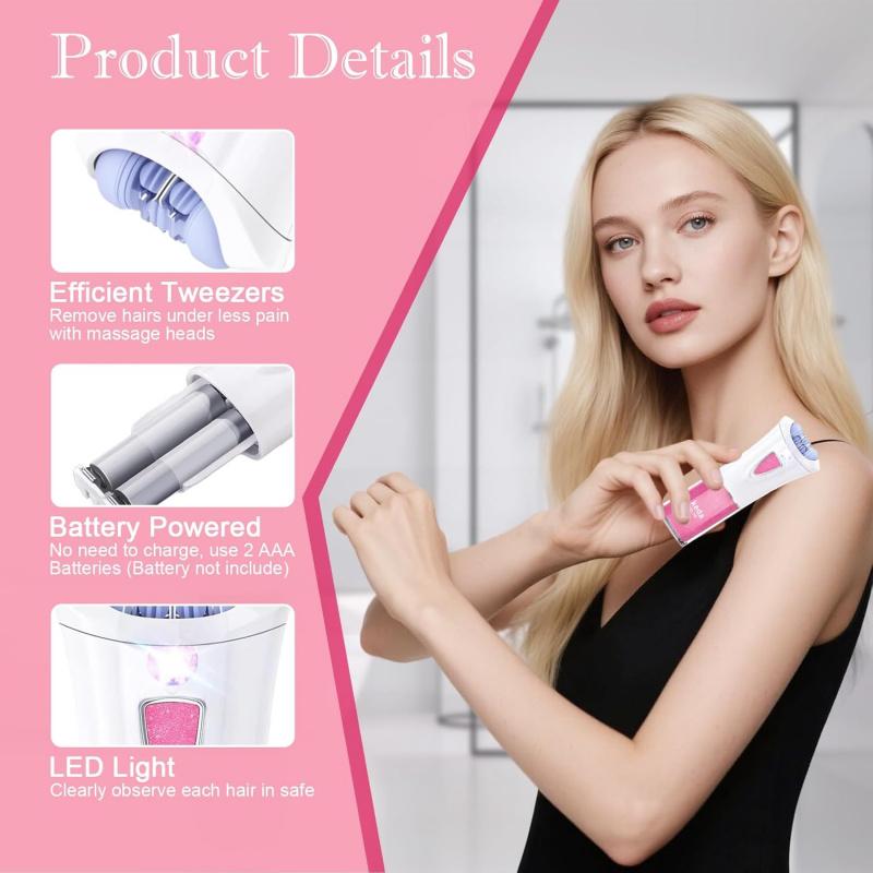 Glabrouse Skin Epilator, 2025 New Glabrouse Skin Hair Remover for Women Cordless Facial Hair Removal for Women Facial, Arms, Legs and Bikini (Pink)