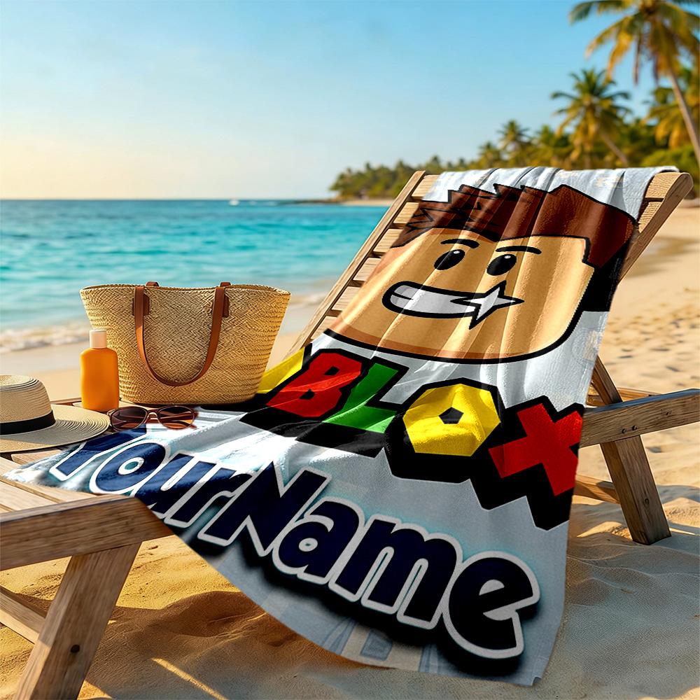 Roblox Customized Name Beach Towel Super Soft & Absorbent Suitable for Swimming Gym Camping Yoga Vacation