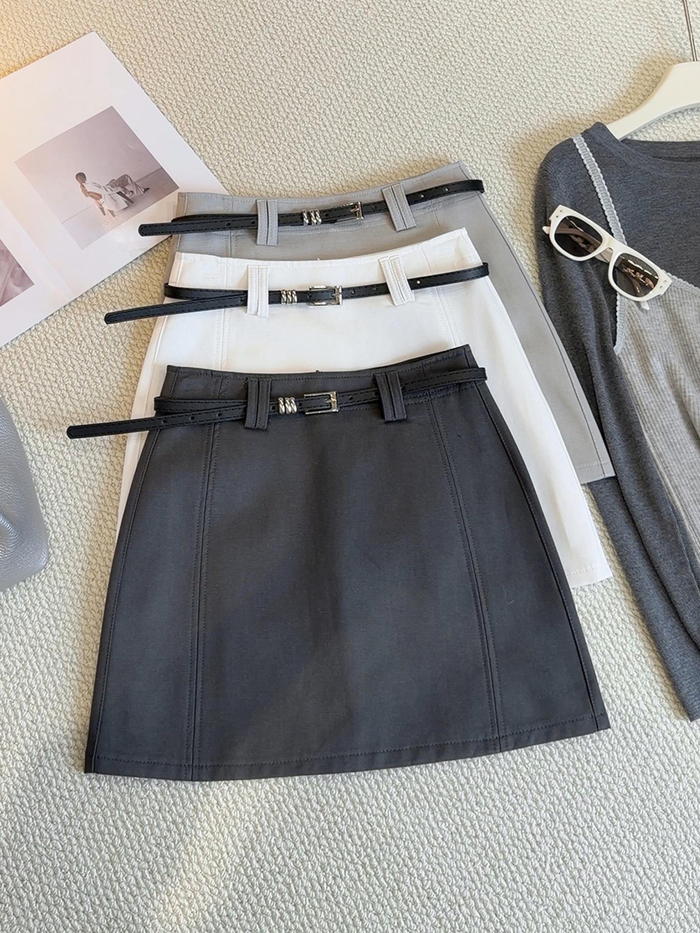 

2026 Stylish High-Waisted A-Line Mini Skirt for Women - Korean Fashion, Anti-Exposure, Slimming & Hip-Hugging Design. Medium темно-серого