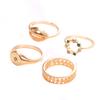 Fashion Hollow Carving Shell Ring Color Diamond Ring 4-Piece Set Ring Women