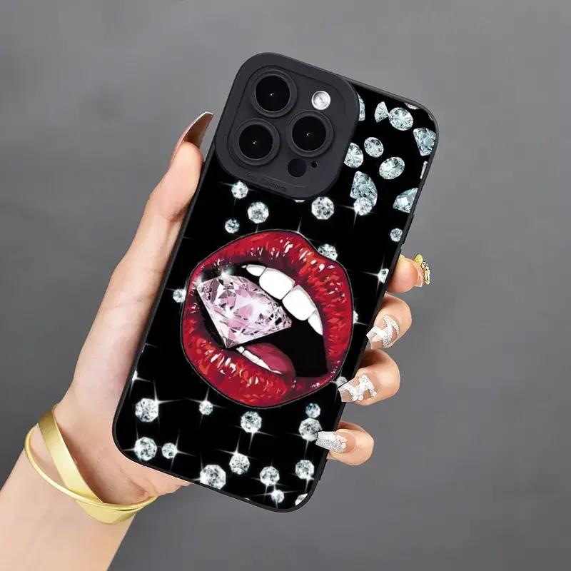 

Case for Samsung S24 Ultra Cases Galaxy A55 5G Case Sexy Rose Red Lip Case for S22 S23 FE A15 A14 A34 A13 A54 A35 A32 A52 Cover S24