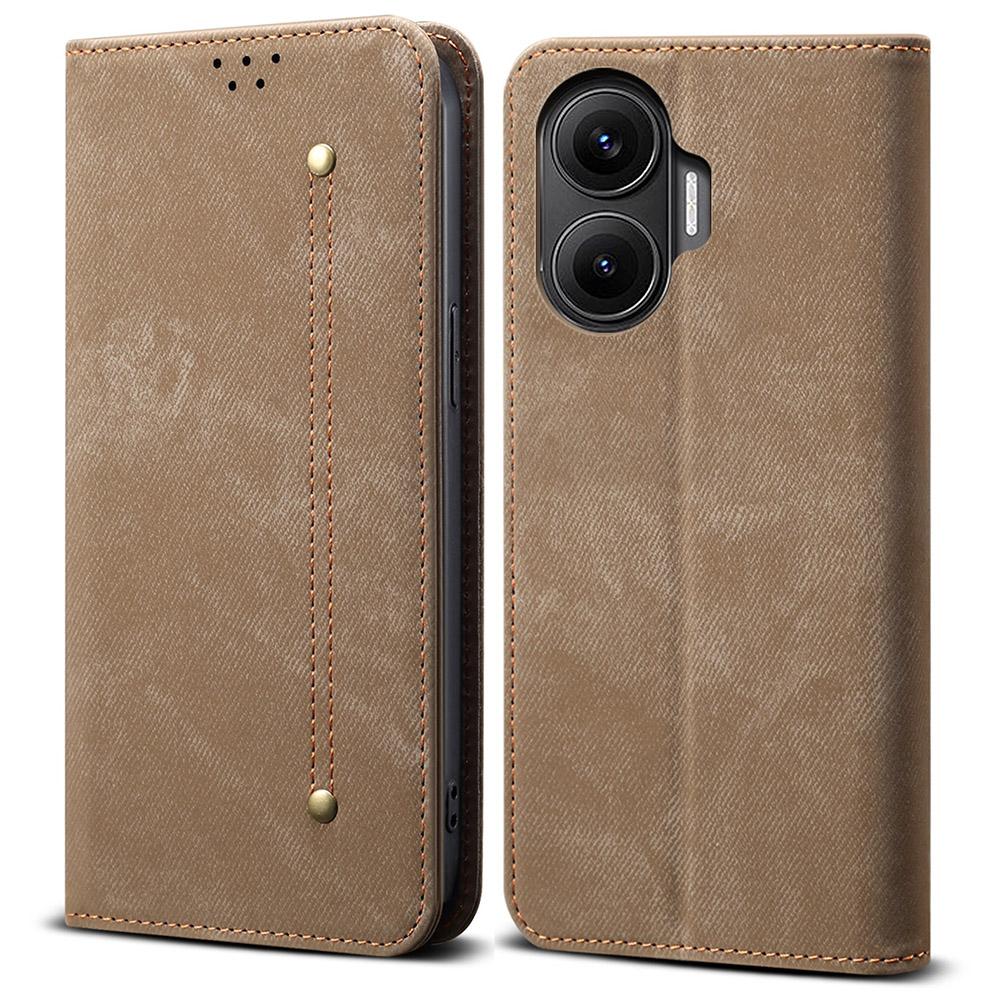 

For Xiaomi Poco F7 5G/Redmi Turbo 4 Pro 5G Case Jeans Cloth Texture Anti-Scratch Leather Stand Phone Cover B