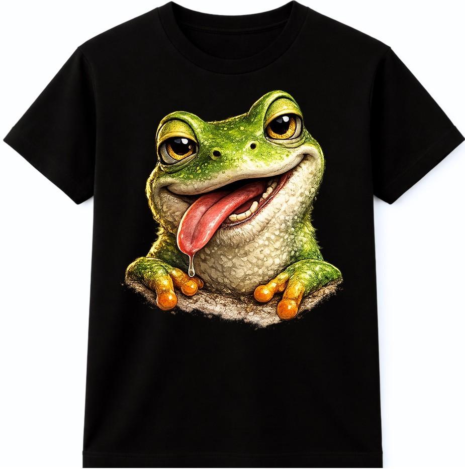 Funny Frog T Shirt Smiling Animal Graphic Tee Casual Everyday Fun Top