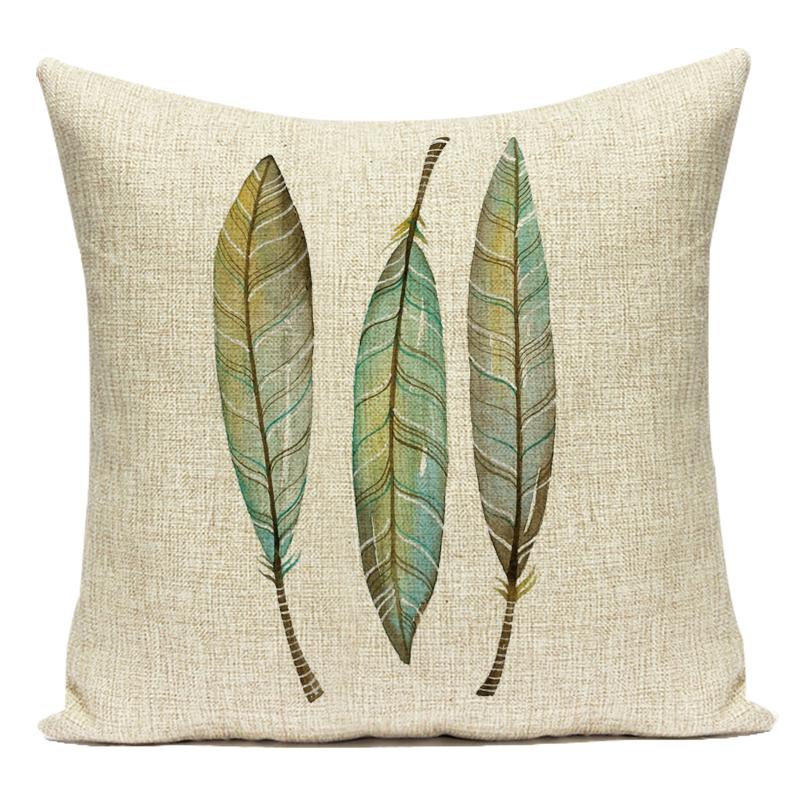 Country Style Cushions Cover Bird Feather Throw Pillow Case Home Decorative Sofa Bed Car Polyester Pillow Cover