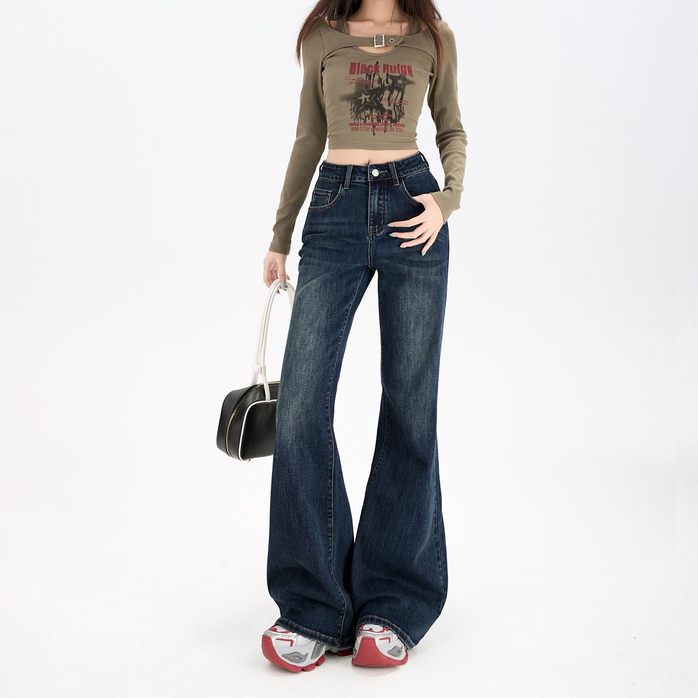 

Women s 2026 Spring Collection: Rhinestone Flared Jeans – Super Shiny, Soft, Comfortable, Loose Bell-Bottoms Large
