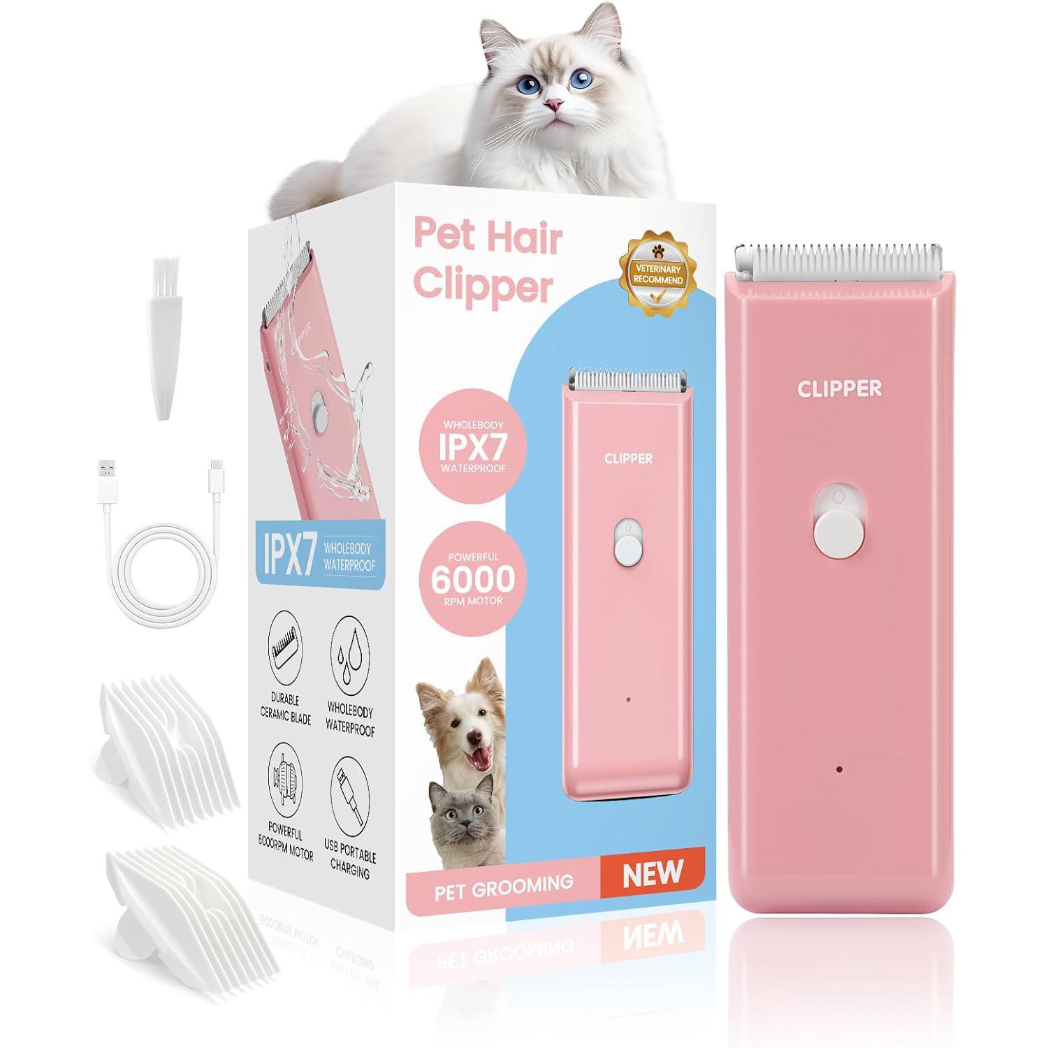 Draadloze Hondentondeuse Oplaadbare Huisdier Haartrimmer Laag Geluidsniveau Professionele Kat Puppy Verzorging Kapselmachine Elektrische Trimmers roze