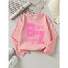 European Sizes Girls' Soft Crewneck Sweatshirt, Pink Star Print Design with Cute Print, Casual All-Match, Ideal Holiday Present