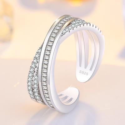 925 Sterling Silber Ring Verstellbar Schlichtheit Für Frauen Mode Exquisit Studentin Freundin Schmuck Zubehör Hochzeitsparty