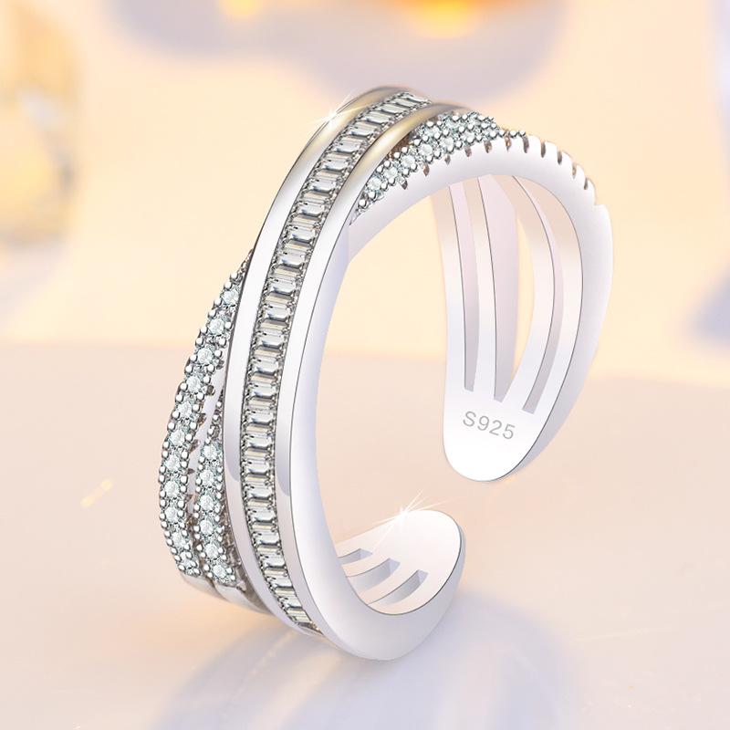 Original 925 Silver Ring High Quality Adjustable Opening AAA Zircon For Women Wedding Fine Fashion Jewelry Gift