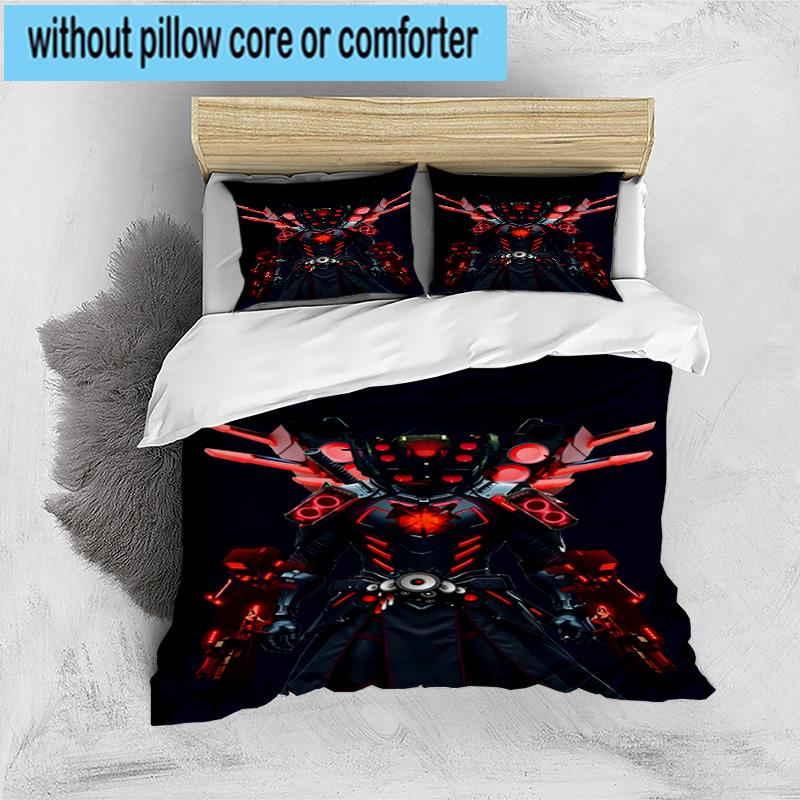 3PCS Robot Invasion Alert 3pcs Bedding,Including 3PCS Duvet Cover And 2pcs Pillowcases Perfect for Christmas,Ideal for Bedroom, Dormitory