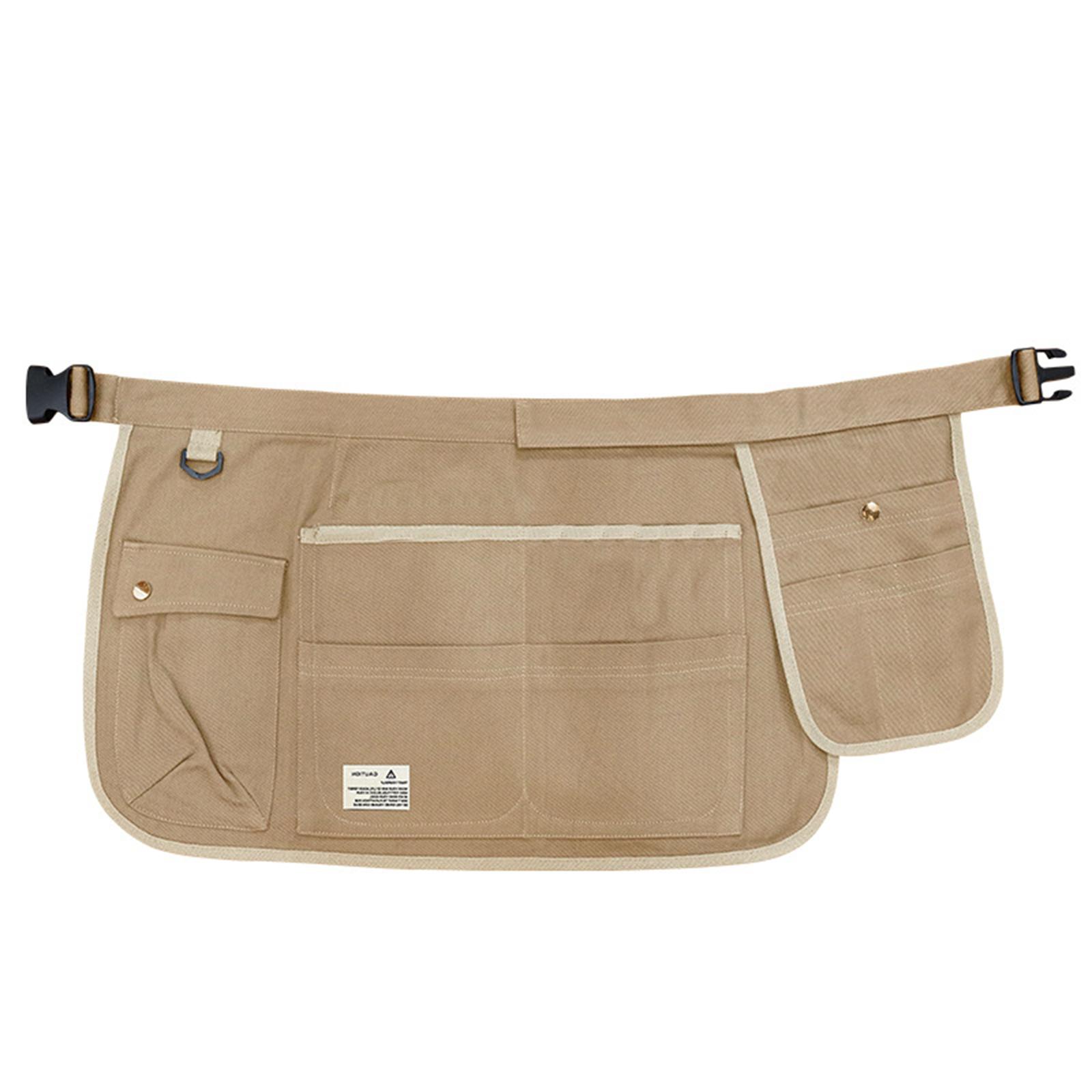 

Пояс для садовых инструментов 9 карманов Короткий фартук на талию Официант Холщовый полуфартук для инструментов для дома Ресторана Кафе Барбекю Кухонный аксессуар хаки