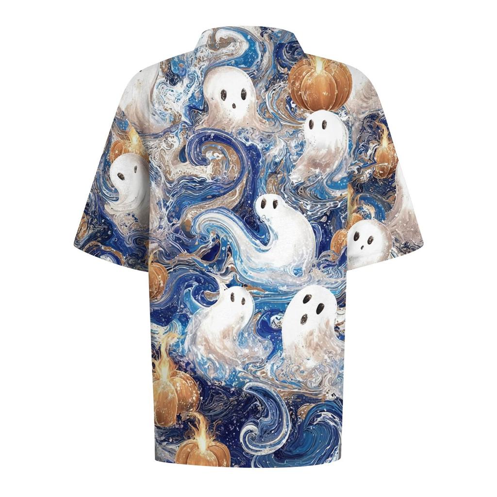 Női divat Alkalmi hajtóka rövid ujjú nyomott ing Női gombos felsők